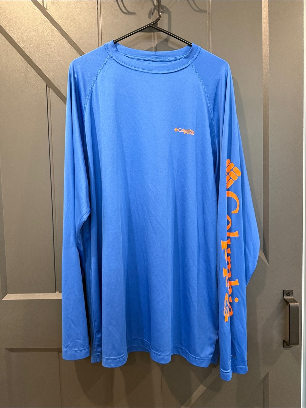 Columbia Blue Long Sleeve Shirt with Orange Logo